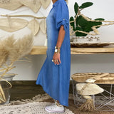 LEA™ – LANG KJOLE I DENIM-LOOK MED SIDESLIDS
