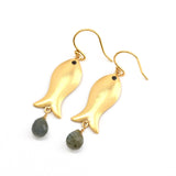 Ørering med vedhæng af labradorite