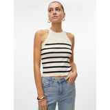 VERO MODA DAME TOP VMSABA - Birch Stripes sort