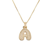 Pave Bubble Halskæde med Initial | 18k Guld