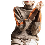 Marieke - Højhalset sweater med orange kontraststribe