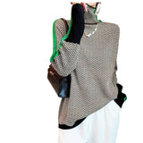 Marieke - Højhalset sweater med orange kontraststribe