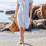 MARTINE™ – ELEGANT STRIBET SKJORTEKJOLE