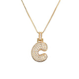 Pave Bubble Halskæde med Initial | 18k Guld