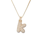Pave Bubble Halskæde med Initial | 18k Guld