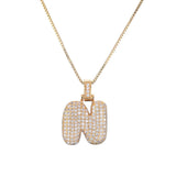 Pave Bubble Halskæde med Initial | 18k Guld