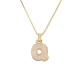Pave Bubble Halskæde med Initial | 18k Guld