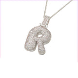 Pave Bubble Halskæde med Initial | 18k Guld