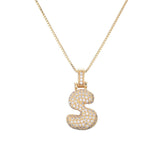 Pave Bubble Halskæde med Initial | 18k Guld