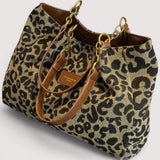 EDITH™ – SHOPPINGTASKE I CANVAS MED LEOPARDMØNSTER