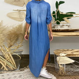 LEA™ – LANG KJOLE I DENIM-LOOK MED SIDESLIDS