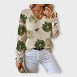 Strikket Bluse med Blonde Detaljer
