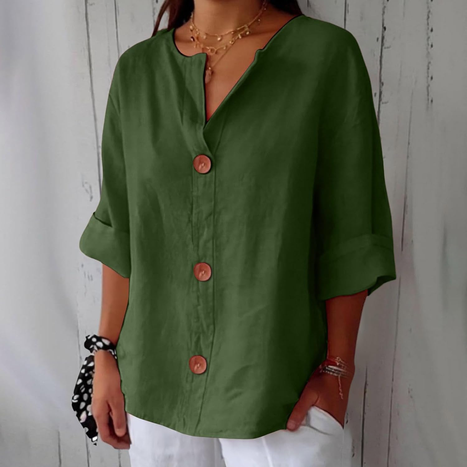 CLARA™ – AFSLAPPET BLUSE I LÆKKERT LINNED