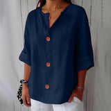 CLARA™ – AFSLAPPET BLUSE I LÆKKERT LINNED