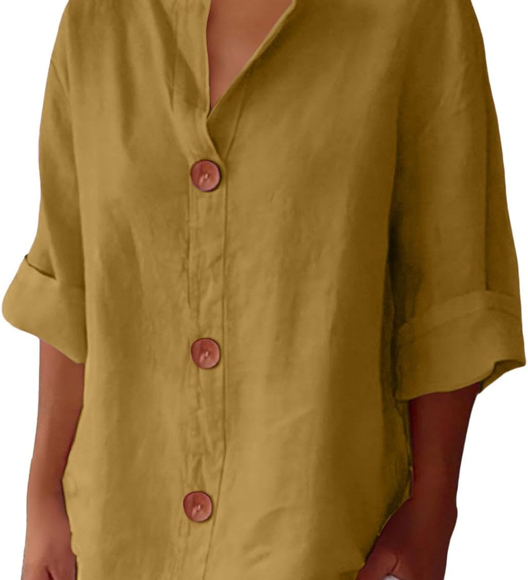 CLARA™ – AFSLAPPET BLUSE I LÆKKERT LINNED
