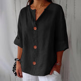 CLARA™ – AFSLAPPET BLUSE I LÆKKERT LINNED