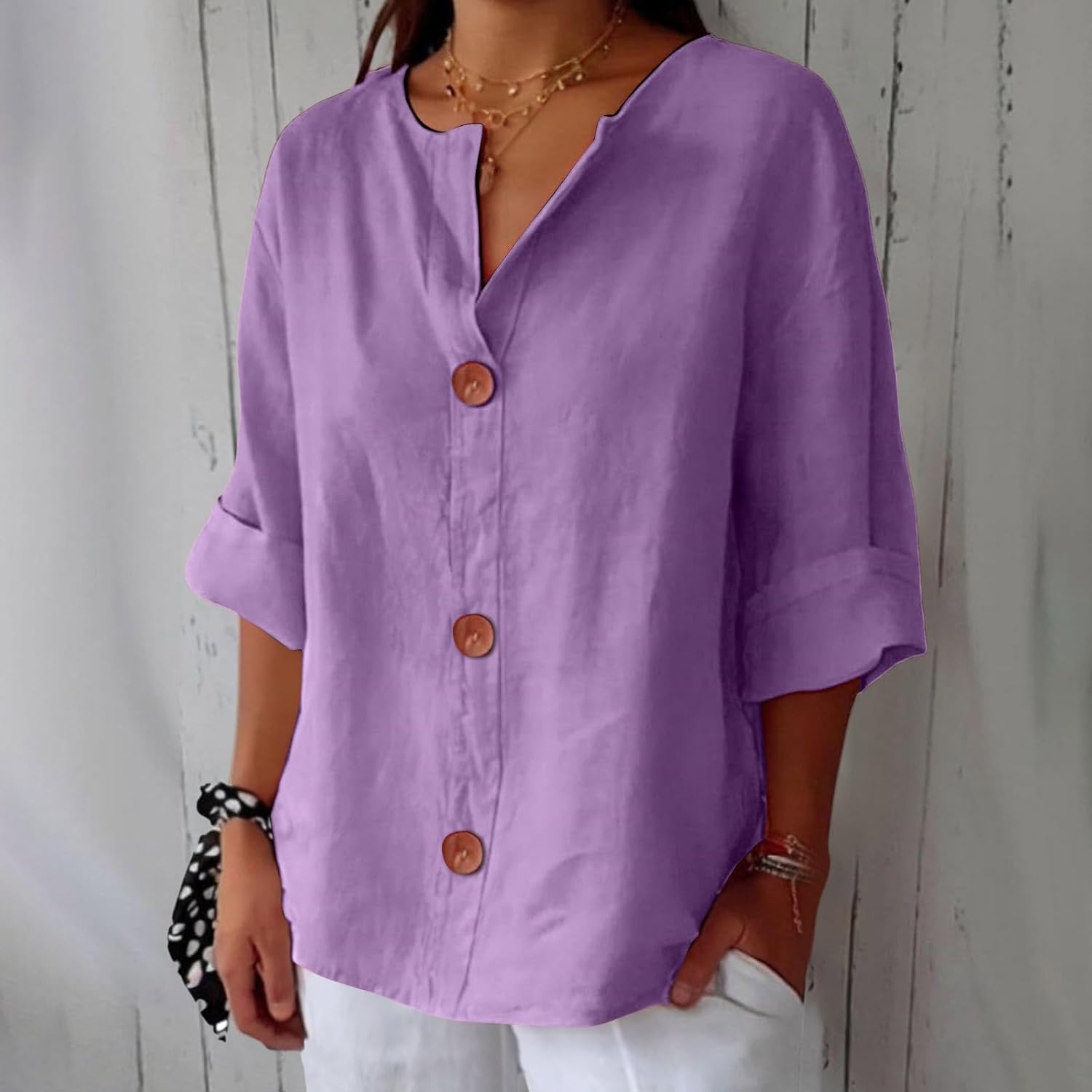 CLARA™ – AFSLAPPET BLUSE I LÆKKERT LINNED