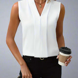 ROMY™ – ÆRMELOSL BLUSE MED V-HALS