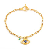 Armbånd med vedhæng af chalcedony og safir
