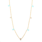 Halskæde med vedhæng af grå, hvid og aqua chalcedony
