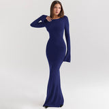 SASHA™ – LANG BODYCON-KJOLE MED ÅBEN RYG