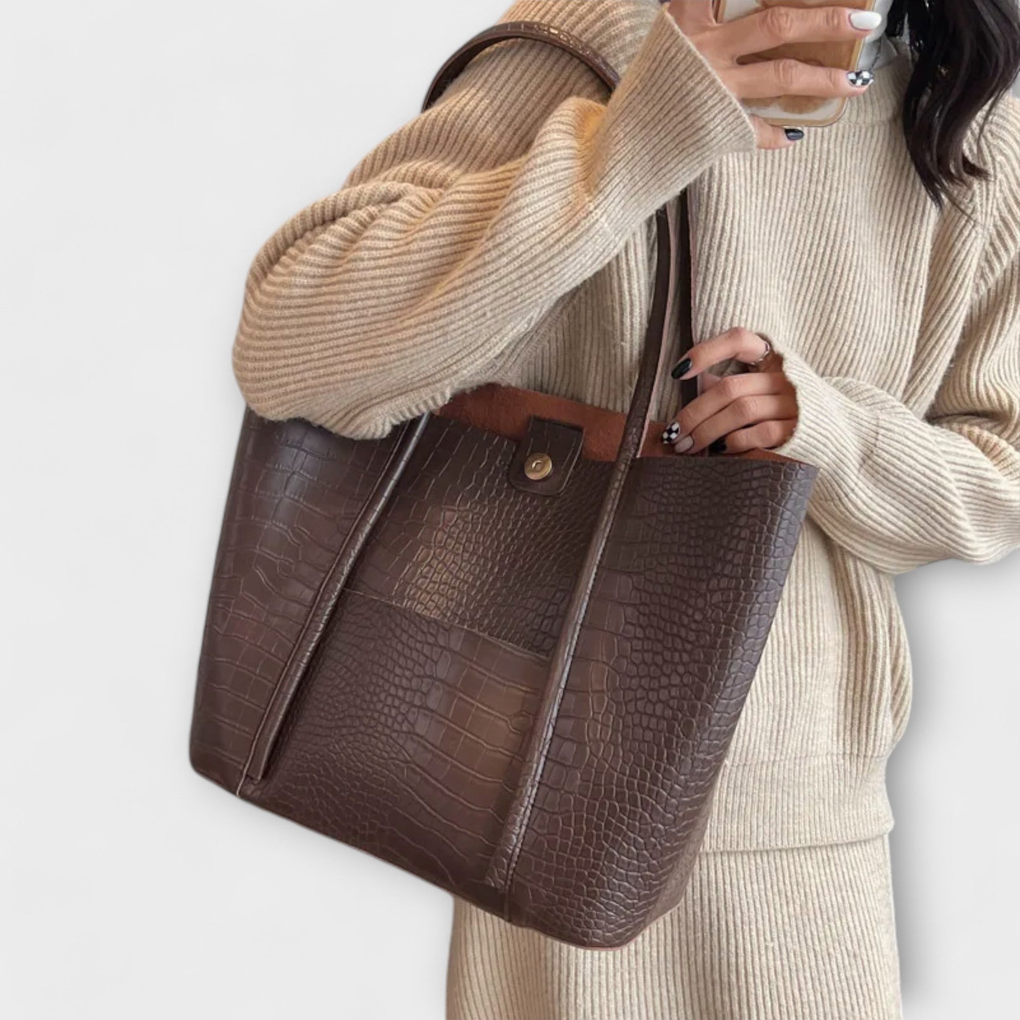 KAREN™ – SKULDERTASKE MED VINTAGEUDTRYK