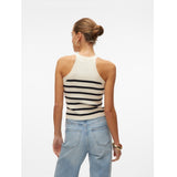 VERO MODA DAME TOP VMSABA - Birch Stripes sort