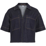 VILA DAME TOP VILEVA - Mørkeblå denim