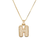 Pave Bubble Halskæde med Initial | 18k Guld