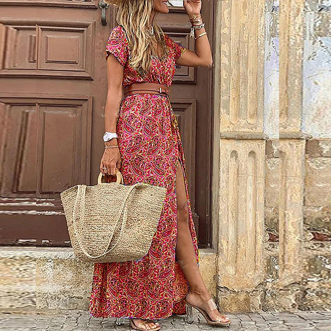 ROMY™ – LANG BOHO-KJOLE MED SMOCKTALJE