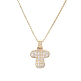 Pave Bubble Halskæde med Initial | 18k Guld